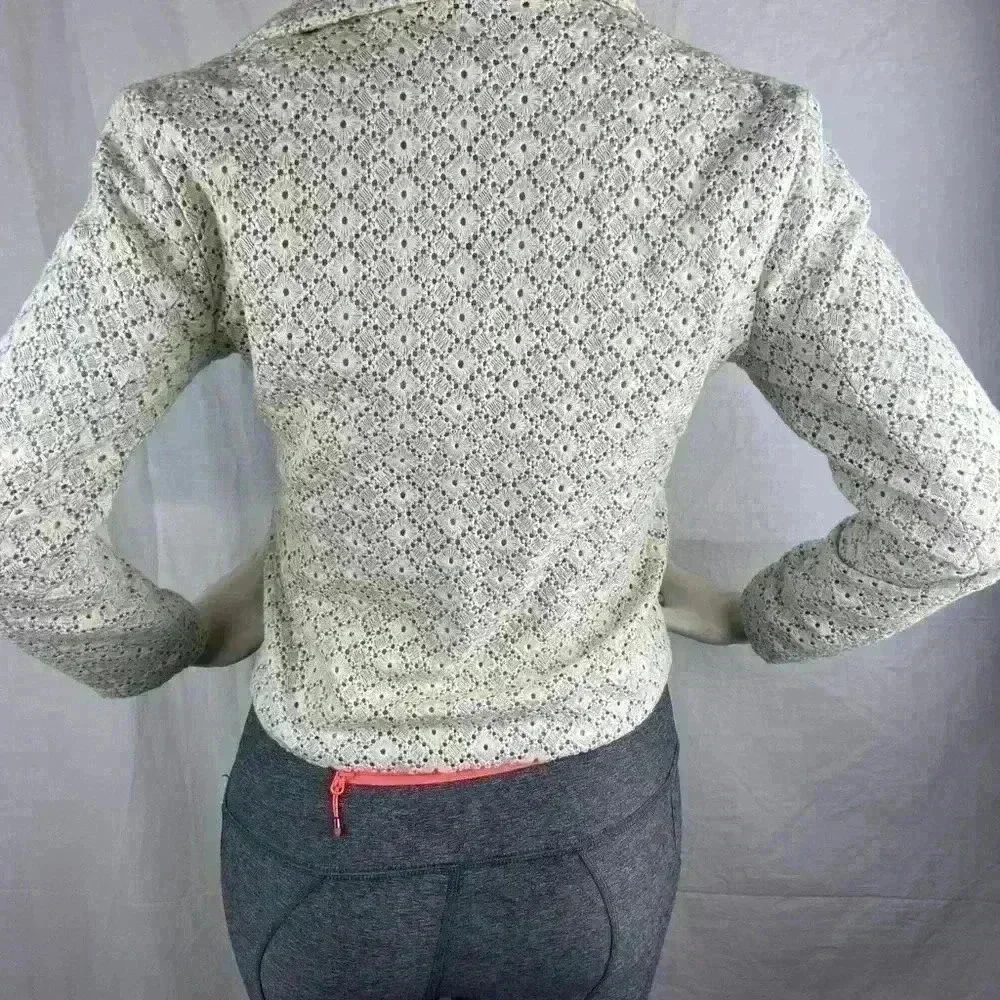 Dolan anthropologie Rossi Eyelet ivory blue moto jacket s small boho festival - Picture 2 of 10